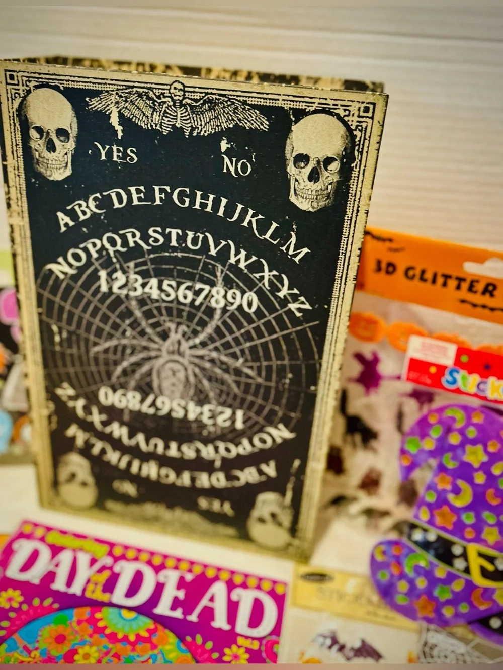 Halloween Skull Fake Book Box Gothic + Sticker Lot & More